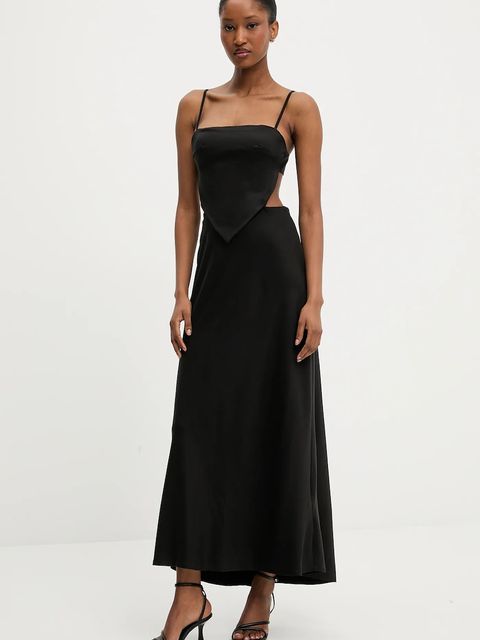 Answear.LAB sukienka kolor czarny maxi rozkloszowana