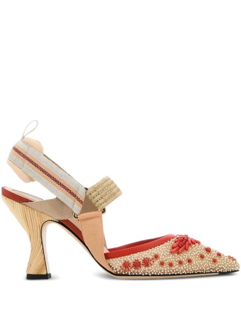 FENDI 85mm Colibrì beaded slingback pumps - Neutrals - zdjęcie produktu nr 1
