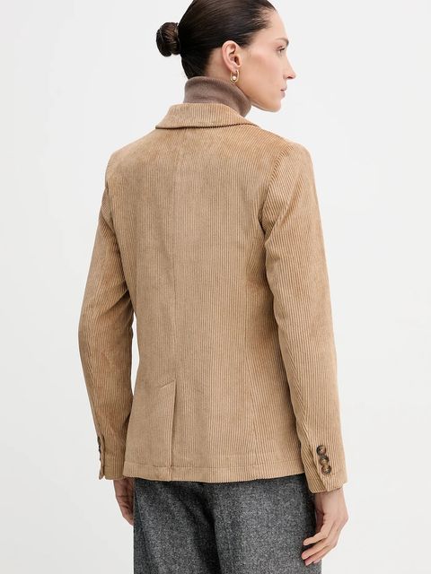 United Colors of Benetton marynarka sztruksowa kolor brązowy jednorzędowa gładka 2Q5GDW03I