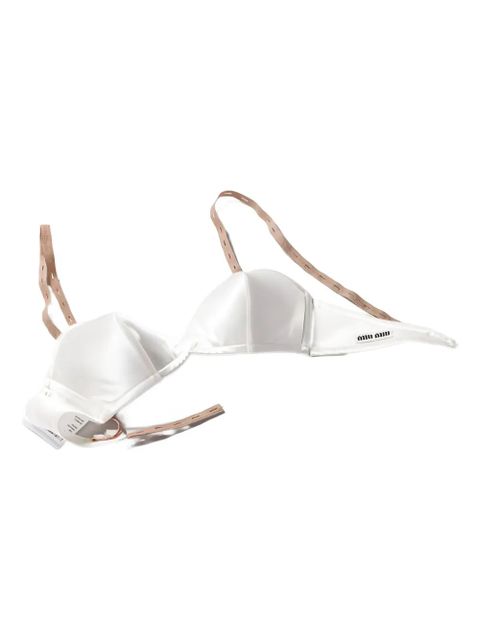 Miu Miu logo-patch satin bra - White - zdjęcie produktu nr 1