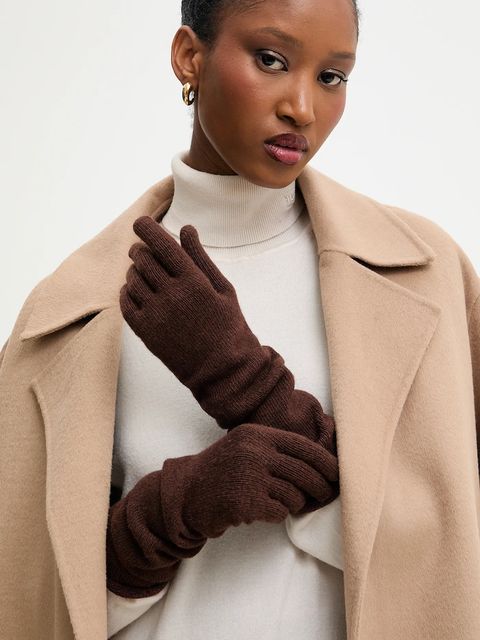 Answear.LAB rękawiczki z dodatkiem wełny damskie kolor brązowy - zdjęcie produktu nr 1
