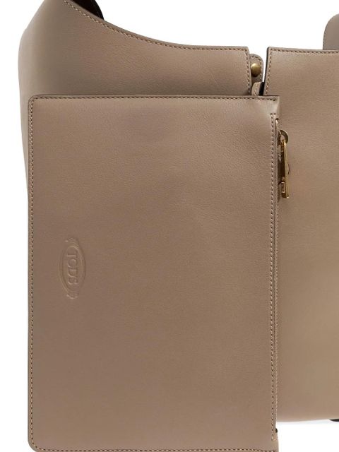 Tod's small logo-patch leather tote bag - Neutrals