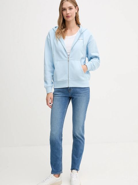 Calvin Klein Jeans bluza damska kolor niebieski z kapturem z nadrukiem LV047B270G - zdjęcie produktu nr 2