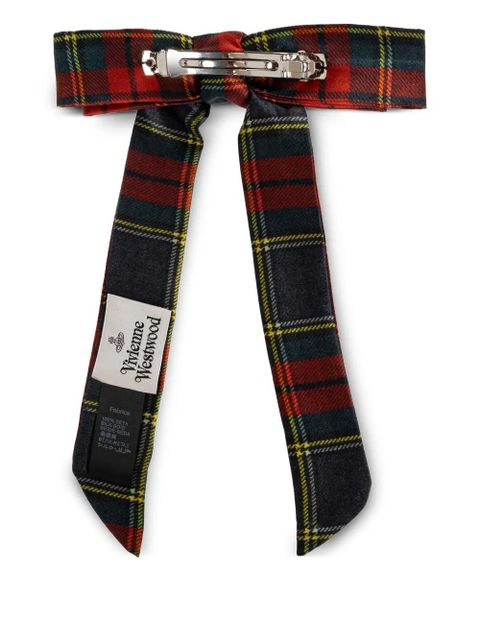 Vivienne Westwood tartan orb-detail hair accessory - Red - zdjęcie produktu nr 2