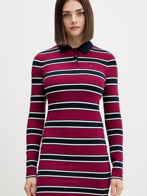 Tommy Jeans sukienka kolor bordowy mini dopasowana DW0DW21901 - zdjęcie produktu nr 1