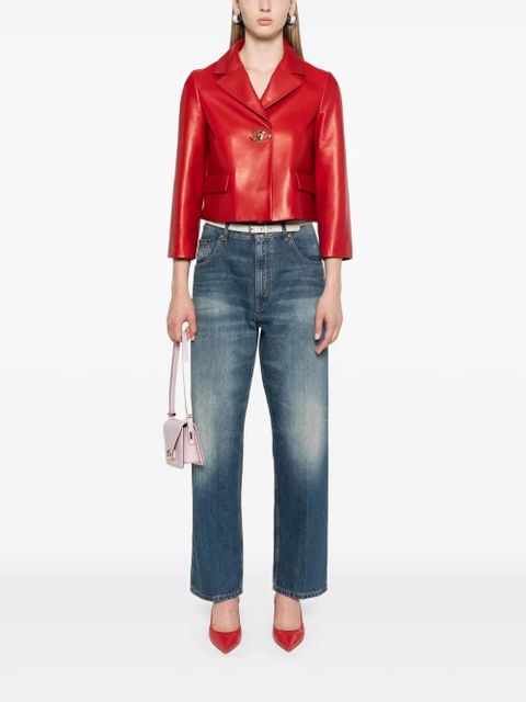 Victoria Beckham logo-patch straight jeans - Blue