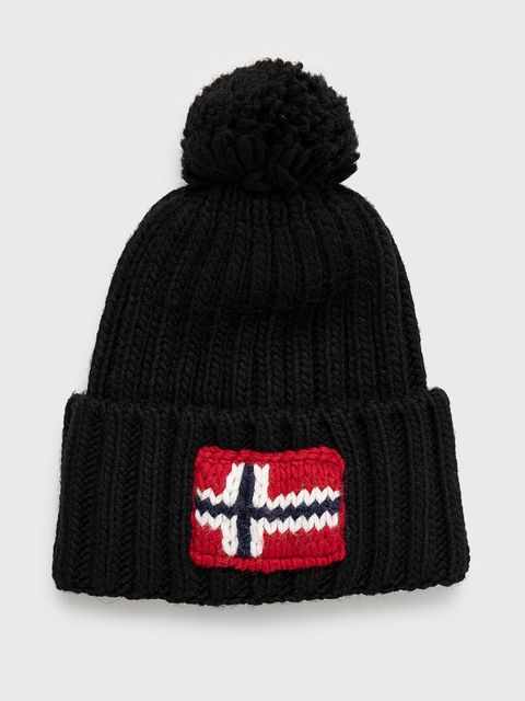 Napapijri czapka z domieszką wełny kolor czarny z domieszką wełny - zdjęcie produktu nr 1