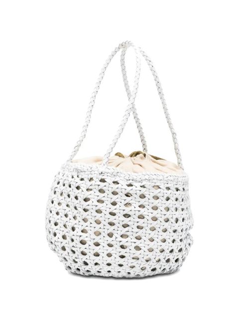DRAGON DIFFUSION Joventus woven tassel tote bag - White