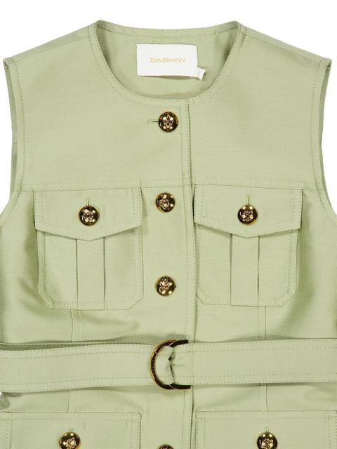 ZIMMERMANN Luna wool silk utility vest - Green