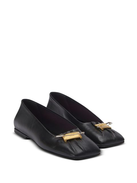 Balmain safety pin detail leather ballerinas - Black - zdjęcie produktu nr 2