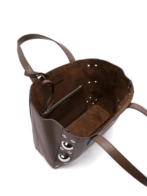 Valentino Garavani metallic-eyelet leather tote bag - Brown