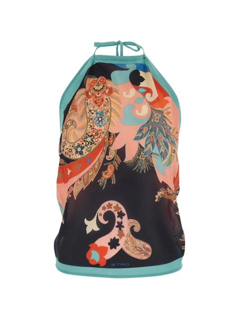 ETRO paisley knot-fastening halterneck top - Black - zdjęcie produktu nr 1