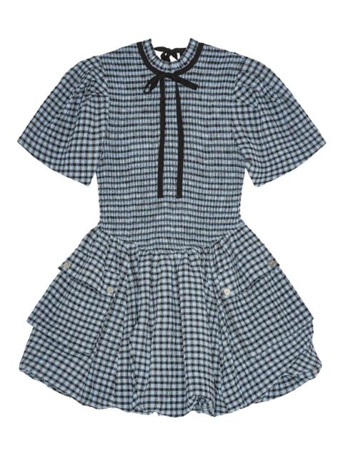 GANNI checked seersucker mini dress - Blue - zdjęcie produktu nr 1