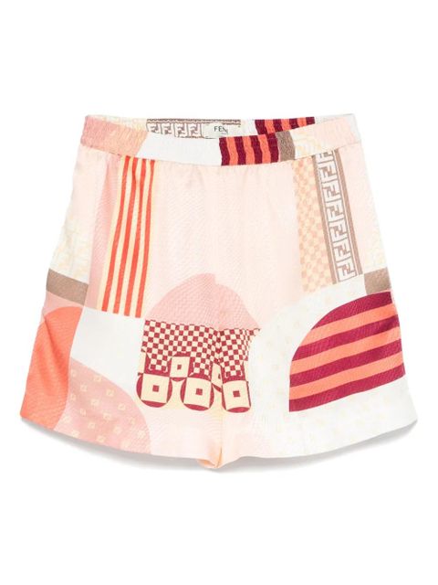 FENDI patchwork-print silk shorts - Pink - zdjęcie produktu nr 1