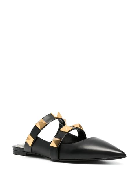 Valentino Garavani Roman Stud flat mules - Black - zdjęcie produktu nr 2