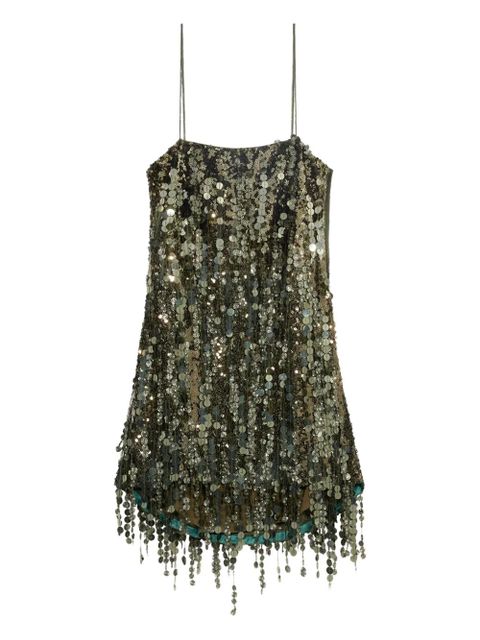 Blumarine sequin-embellished mini dress - Green