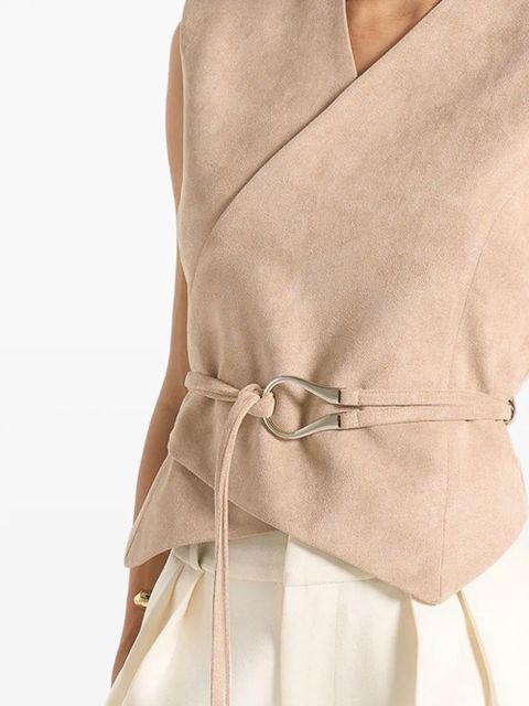 Manière De Voir Jeanne wrap-belt suede waistcoat - Neutrals