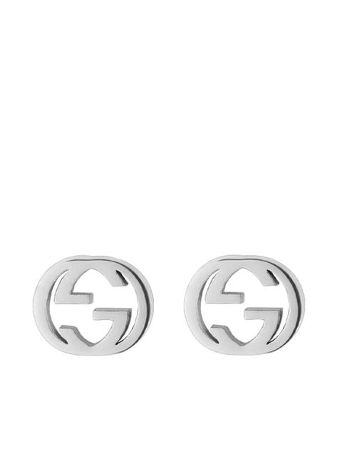 Gucci double logo stud earrings - Silver - zdjęcie produktu nr 1