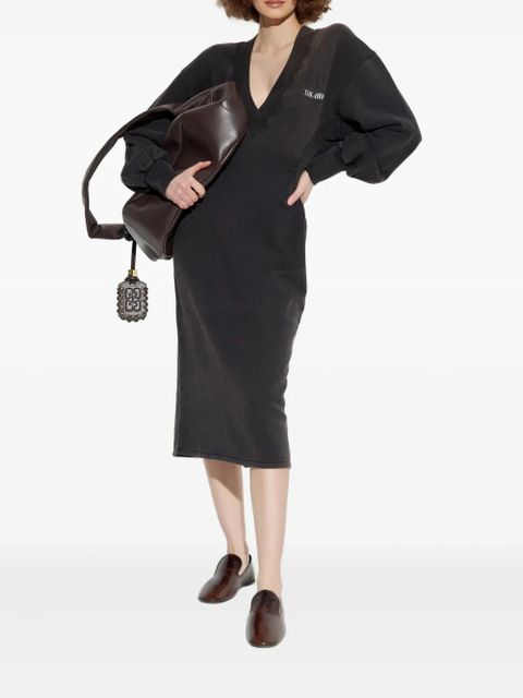 The Attico V-neck balloon-sleeve midi dress - Grey - zdjęcie produktu nr 2