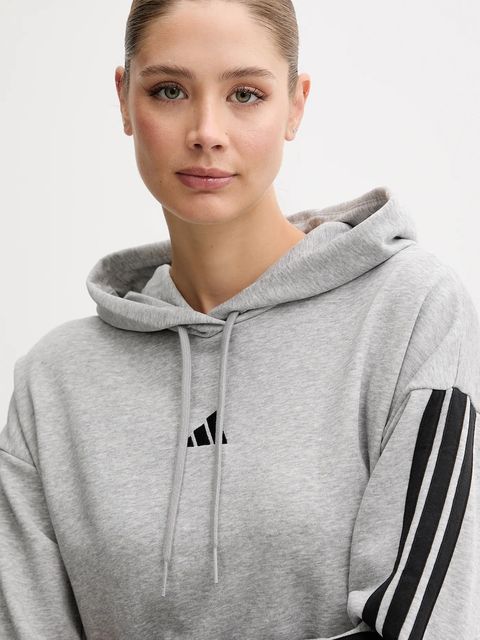 adidas bluza Essentials damska kolor szary z kapturem melanżowa JE0019