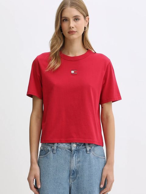 Tommy Jeans t-shirt bawełniany damski kolor bordowy DW0DW22202