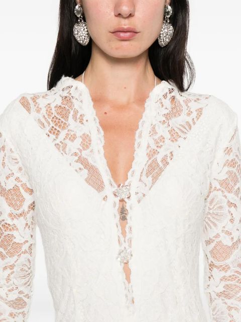 MANURÍ Sage lace long-sleeve maxi dress - White