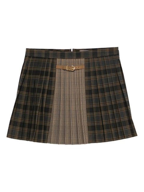 SANDRO pleated belted check skirt - Blue - zdjęcie produktu nr 1