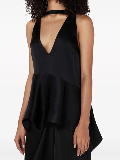 JW Anderson ruffle-hem satin sleeveless top - Black