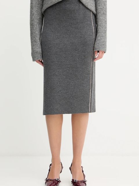 Simona Corsellini spódnica z dodatkiem wełny kolor szary midi ołówkowa A25CPGOE0101 - zdjęcie produktu nr 1