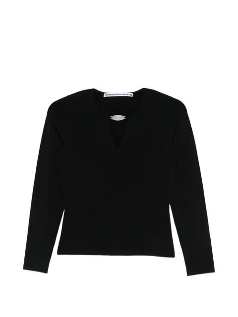 Alexander Wang logo-plaque V-neck sweater - Black - zdjęcie produktu nr 1