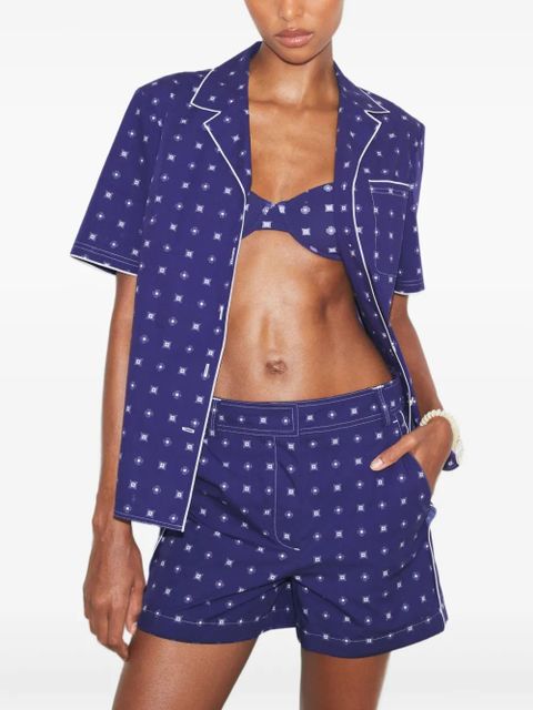 Tory Burch camp collar patterned shirt - Blue