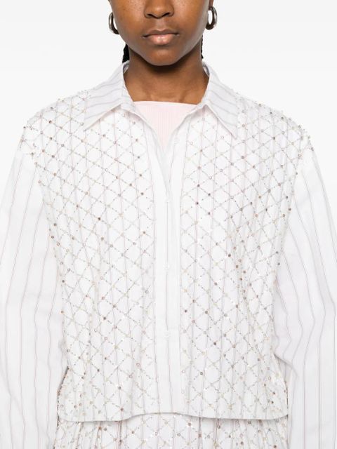 Maje striped embellished shirt - White