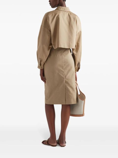 Prada triangle-logo cropped jacket - Neutrals