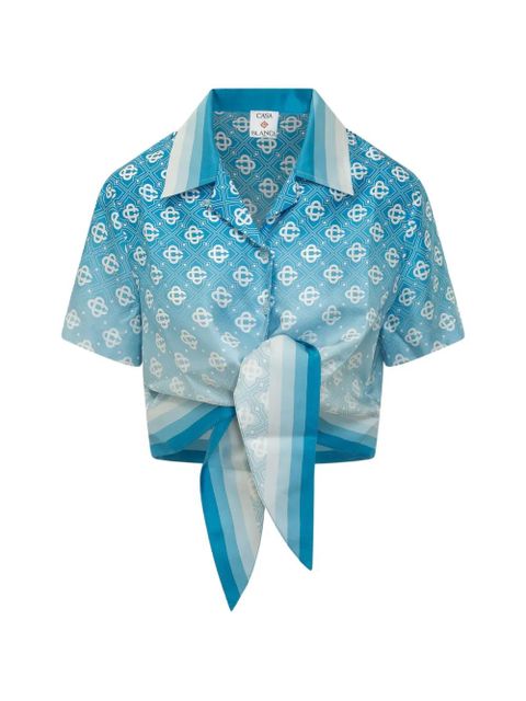 Casablanca diamond monogram knotted shirt - Blue - zdjęcie produktu nr 1