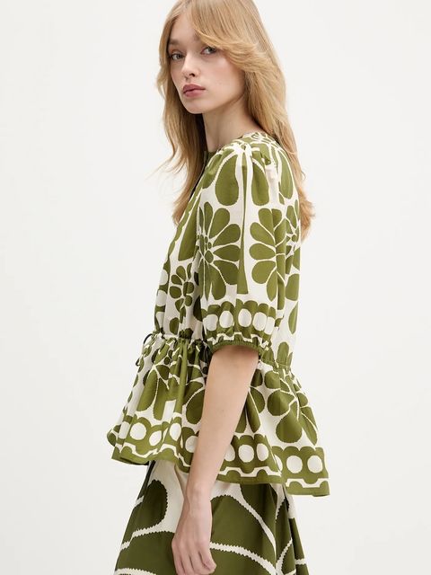 Farm Rio koszula bawełniana damskie kolor zielony regular 344603