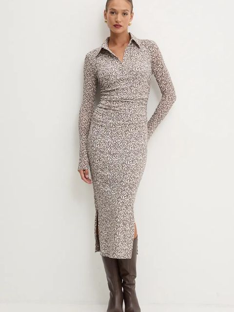 Marella sukienka kolor beżowy midi dopasowana 2423626054200