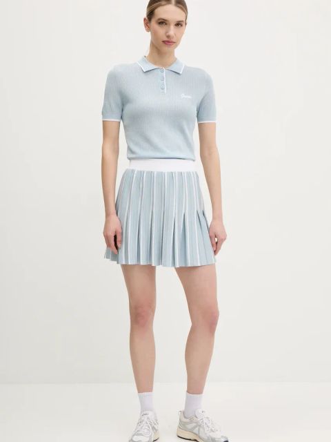 Guess spódnica kolor niebieski mini rozkloszowana V5GD00 Z3D60