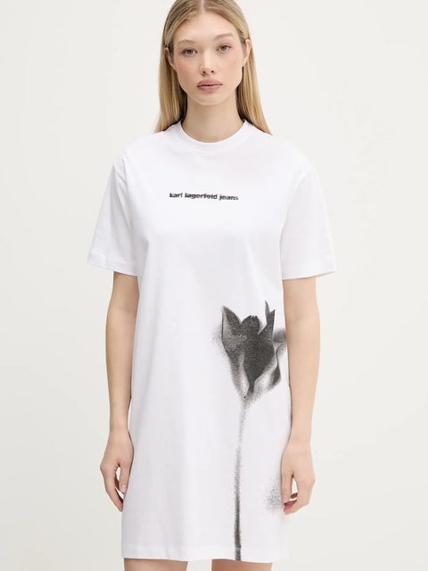 Karl Lagerfeld Jeans sukienka bawełniana kolor biały mini prosta A3W13006 - zdjęcie produktu nr 1