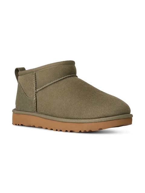 UGG śniegowce zamszowe Classic Ultra Mini kolor zielony 1116109.MMP - zdjęcie produktu nr 2