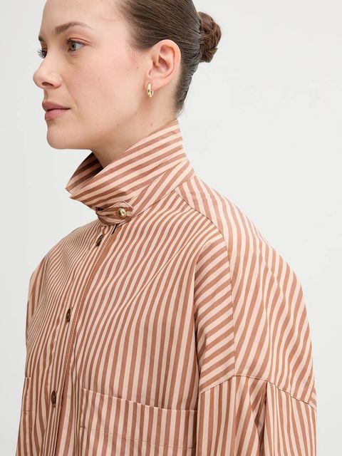 Sessun sukienka bawełniana kolor brązowy mini prosta 25105013