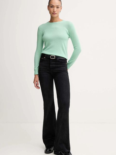 United Colors of Benetton sweter wełniany damski kolor zielony lekki - zdjęcie produktu nr 2