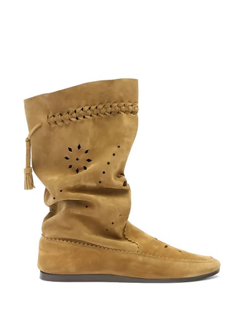 ISABEL MARANT Welky braid-detail laser-cut suede boots - Neutrals - zdjęcie produktu nr 1