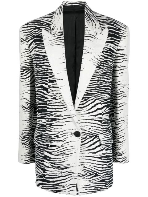 The Attico zebra-print single-breasted blazer - White - zdjęcie produktu nr 1