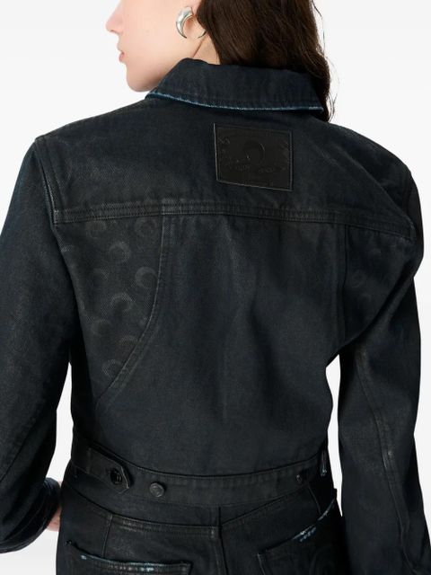 Marine Serre Moon waxed denim jacket - Black