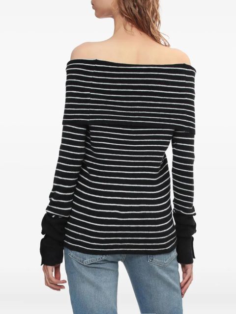 Free People off-shoulder striped sweater - Black
