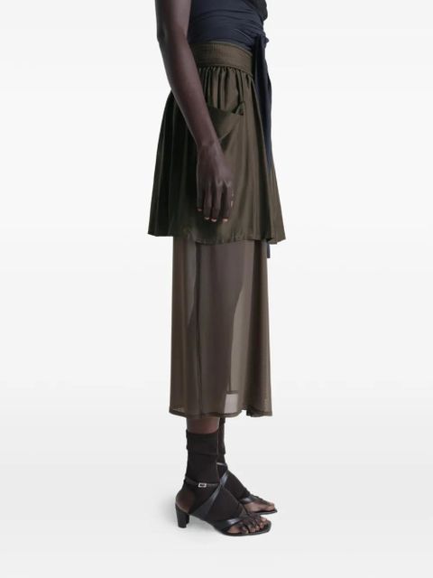 LEMAIRE pockets draped asymmetric skirt - Brown