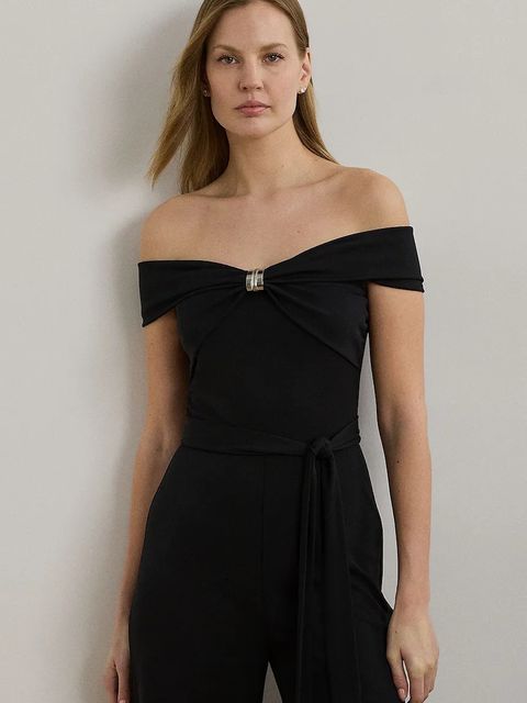 Lauren Ralph Lauren kombinezon kolor czarny z dekoltem hiszpańskim 200971129 - zdjęcie produktu nr 2