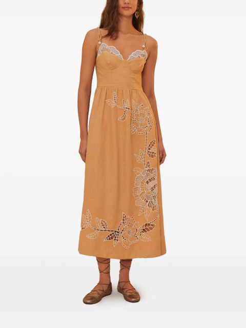 FARM Rio Sand Richelieu embroidered dress - L0029-BEIGE/NATURALS - zdjęcie produktu nr 2