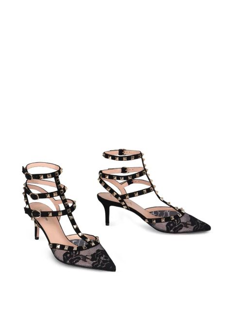 Valentino Garavani 65mm Rockstud lace stud pumps - Black
