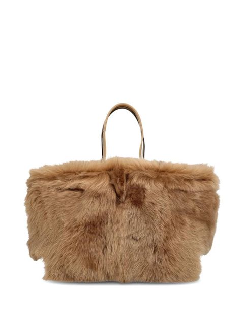 Tod's shearling small tote bag - Brown